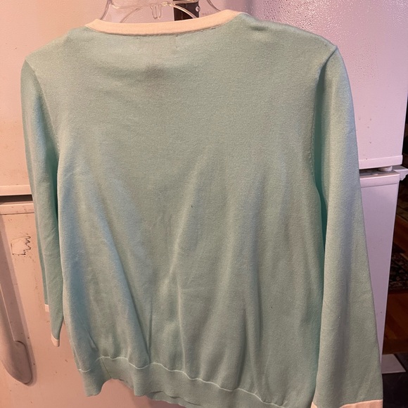 Jones New York 2 Pc Aqua Sweater Set Lg Cotton - Picture 4 of 4